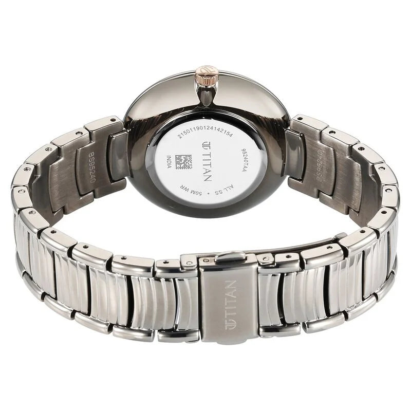 Titan Aura Quartz Analog Titanium Dial With Titanium Stainless Steel Strap Watch for Women 95240KM01