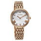 Titan Aura Quartz Analog White Mother of Pearl Dial Rose Gold Stainless Steel Strap Watch for Women 95243WM01