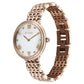 Titan Aura Quartz Analog White Mother of Pearl Dial Rose Gold Stainless Steel Strap Watch for Women 95243WM01