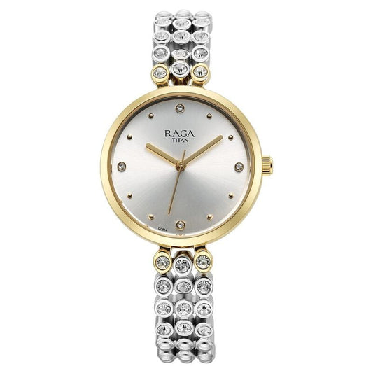 Titan Raga Showstopper Quartz Analog Silver Dial Metal Strap Watch for Women 95262BM01 /NS95262BM01