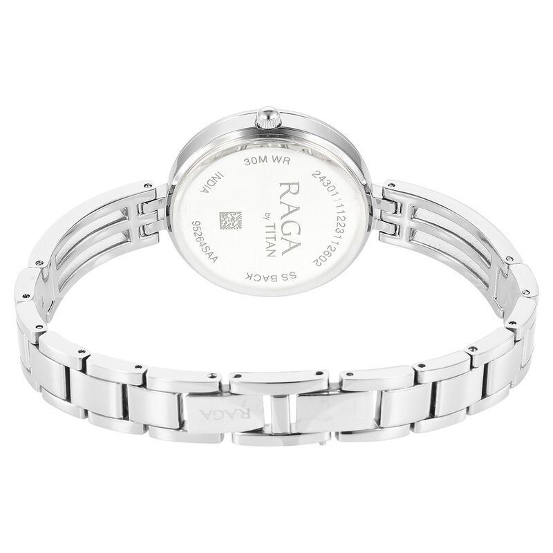 Titan Raga Showstopper Quartz Analog Silver Dial Metal Strap Watch for Women 95264SM01