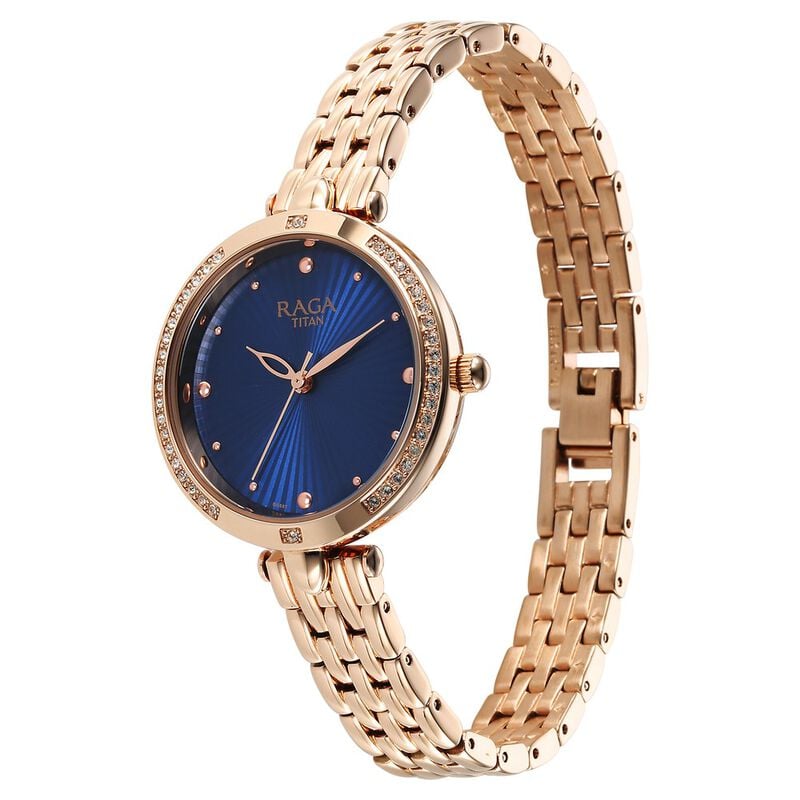 Titan Raga Showstopper Quartz Analog Blue Dial Metal Strap Watch for Women 95266WM01 / NS95266WM01