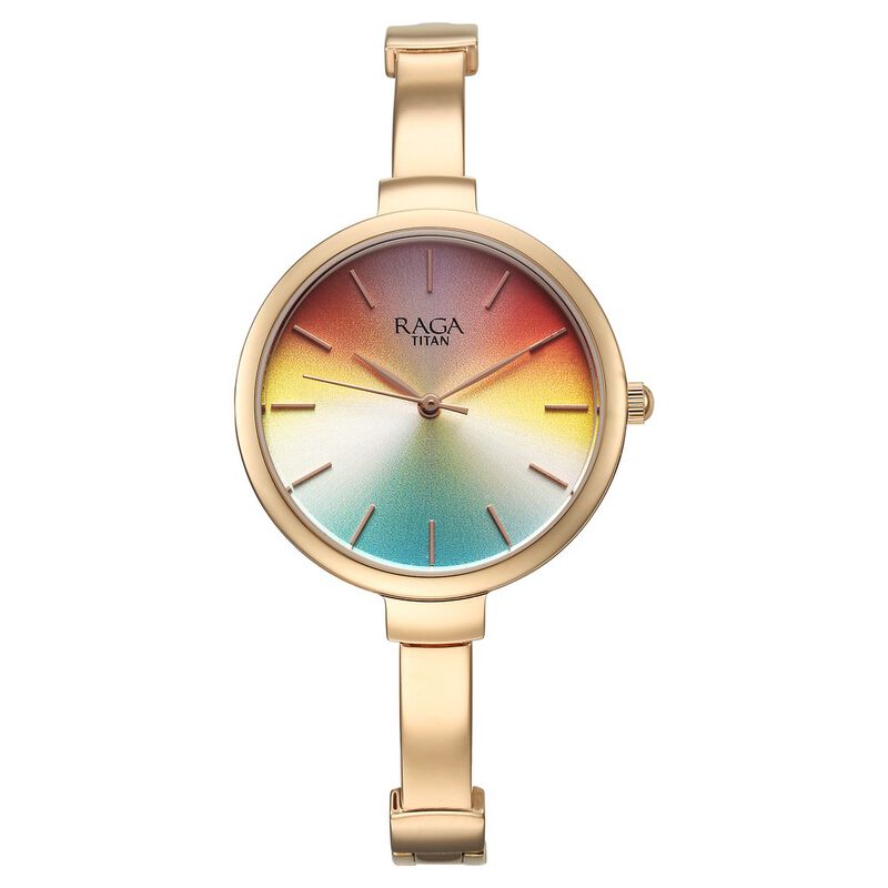 Titan Raga Showstopper Quartz Analog Multicoloured Dial Metal Strap Watch for Women 95273WM01