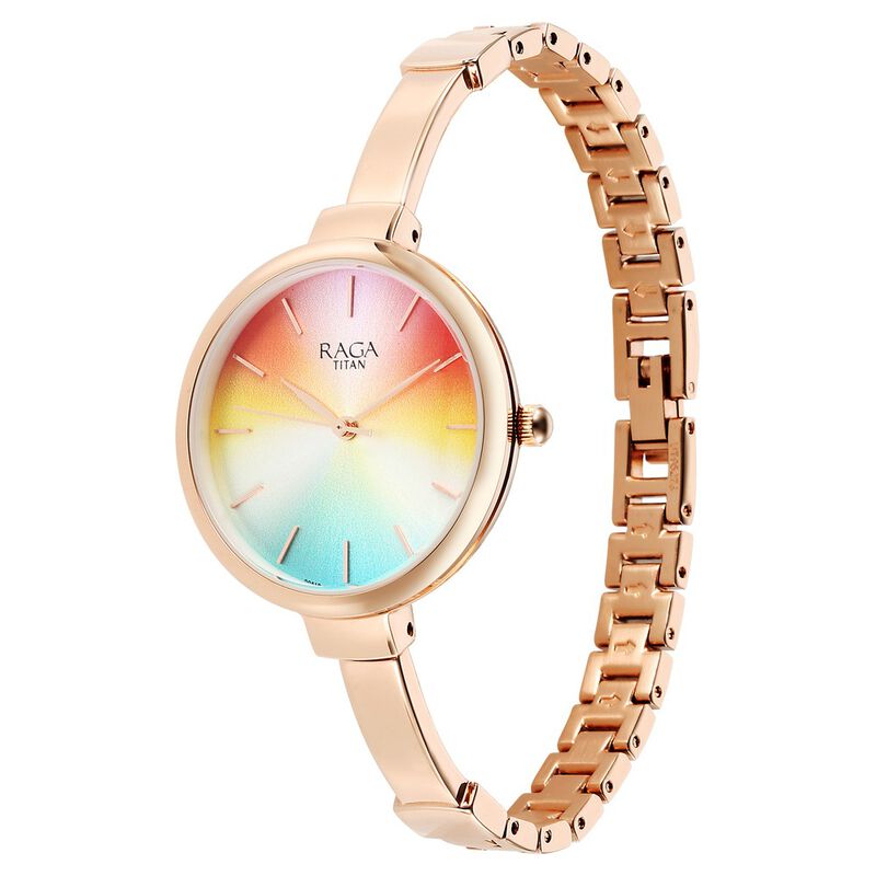 Titan Raga Showstopper Quartz Analog Multicoloured Dial Metal Strap Watch for Women 95273WM01