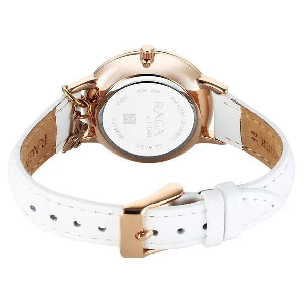 Titan Raga Showstopper Quartz Analog Mother Of Pearl Dial Metal Strap Watch For Women 95274wl03