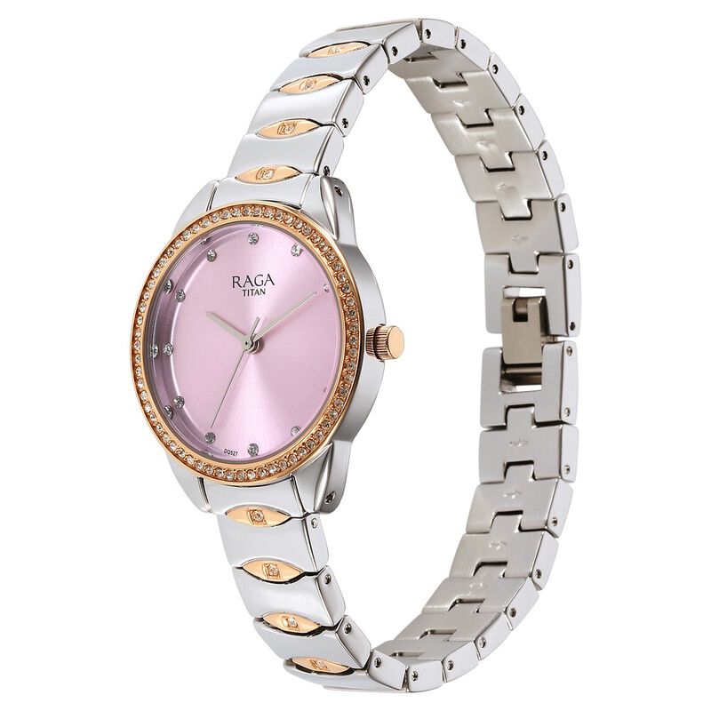 Titan Raga Showstopper Quartz Analog Purple Dial Metal Strap Watch for Women 95281KM01