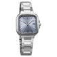 Titan Slim Square Quartz Analog with Date Blue Dial With Silver Color Stainless Steel Strap Watch For Women 95291sm01