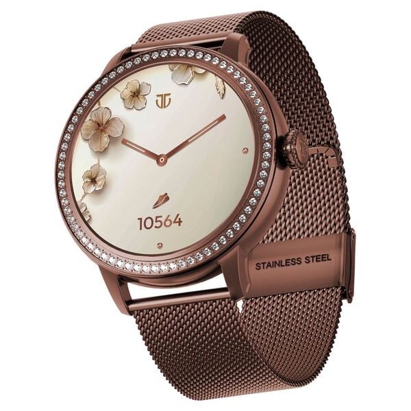 Titan Valerie Premium Smartwatch with All 316L SS construction, Skin Temp. Sensor, Women’s Health, SingleSync BT Calling 95292qm01