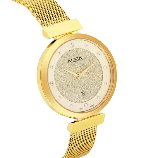 Silver Shimmer Dial With Gold Straps Ladies Watch AH7CA2X1