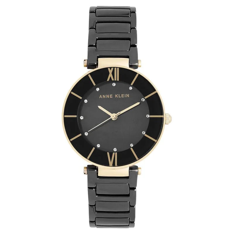 Anne Klein Quartz Analog Black Dial Ceramic Strap Watch for Women NEAK3266BKRGW / NCAK3266BKRG