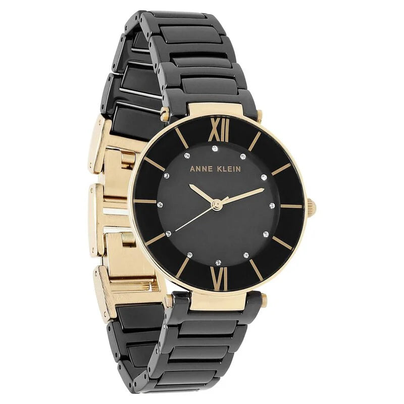 Anne Klein Quartz Analog Black Dial Ceramic Strap Watch for Women NEAK3266BKRGW / NCAK3266BKRG