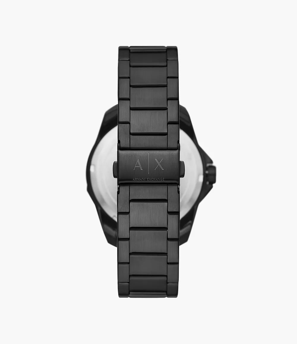 Armani Exchange Three-Hand Date Black Stainless Steel Watch AX1952