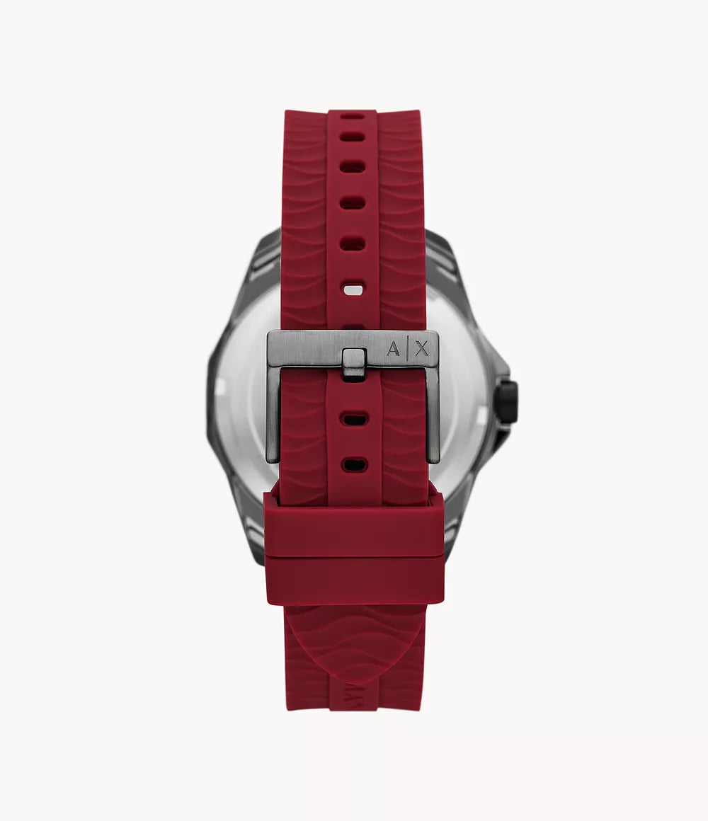 Armani Exchange Three-Hand Date Red Silicone Watch AX1953