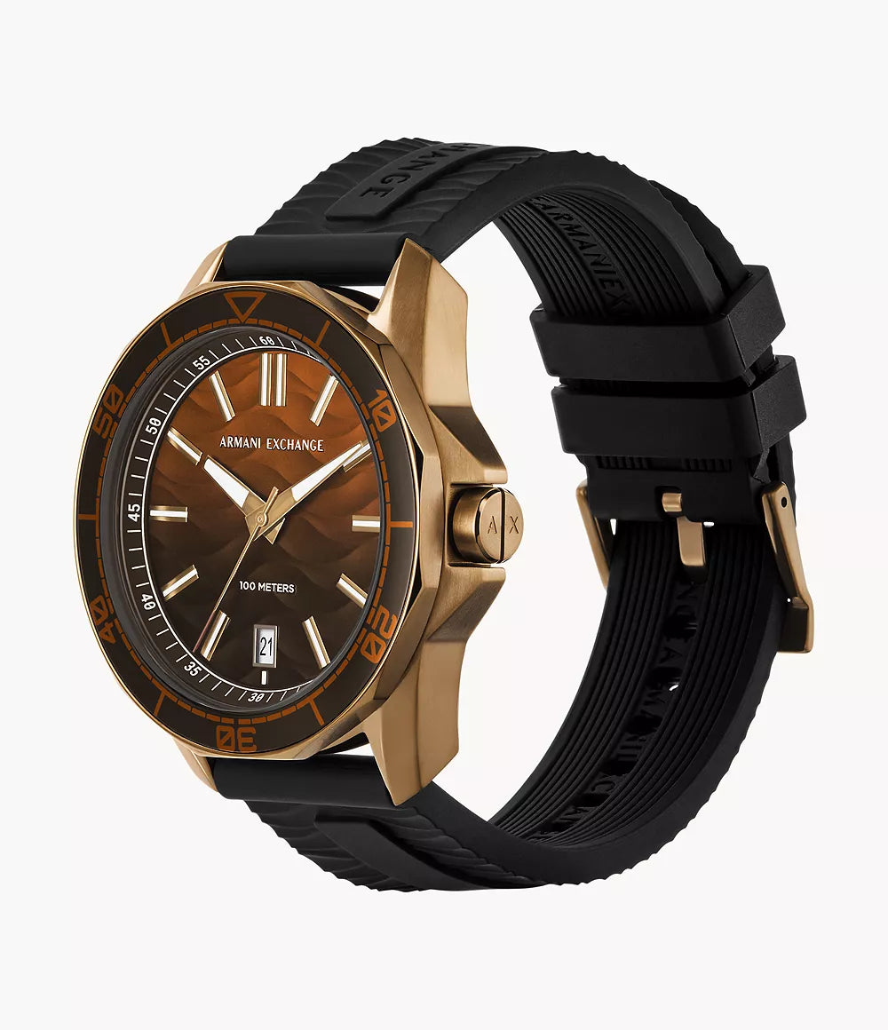 Armani exchange hotsell black silicone watch