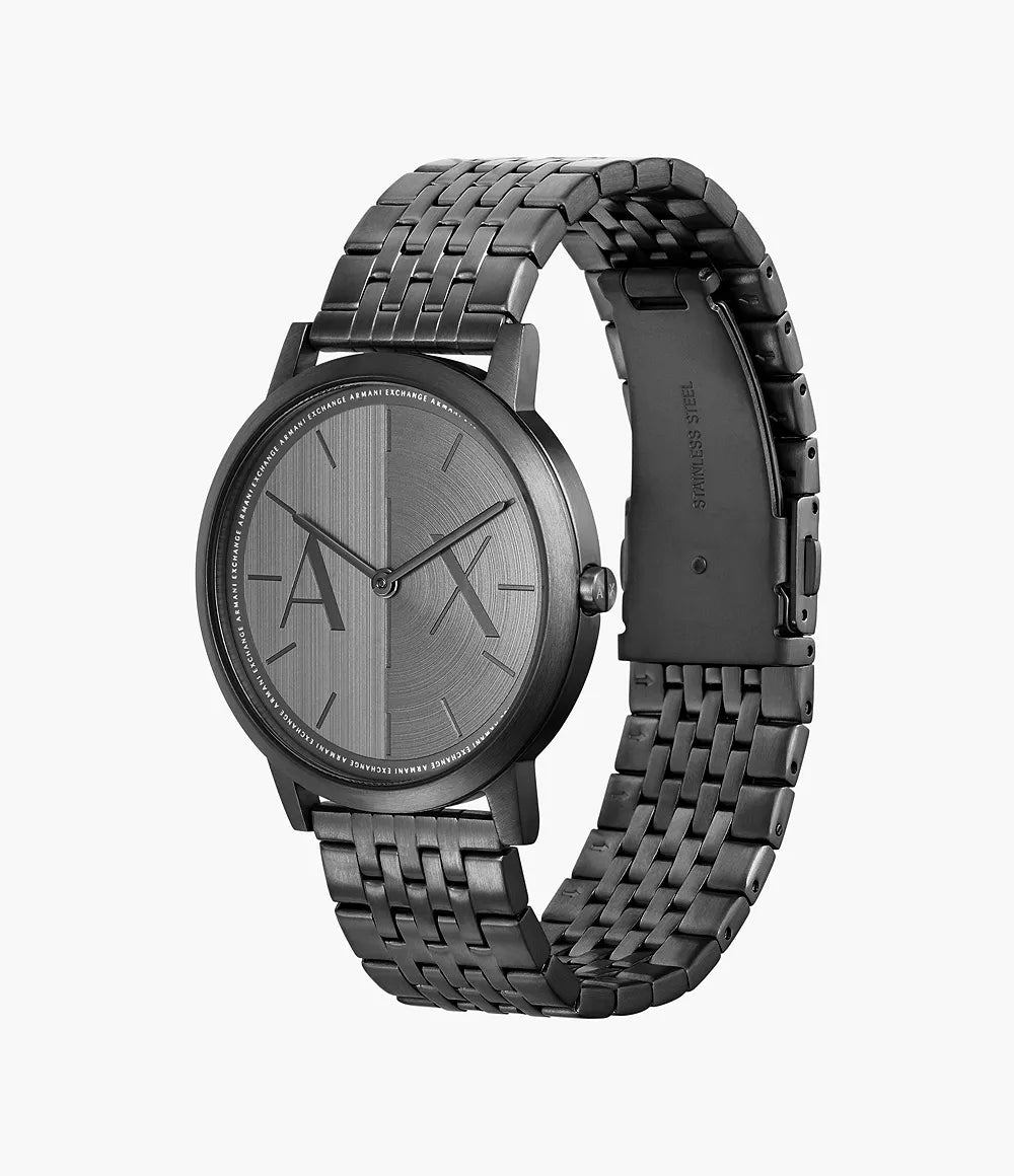 Armani Exchange Two-Hand Black Stainless Steel Watch AX2872