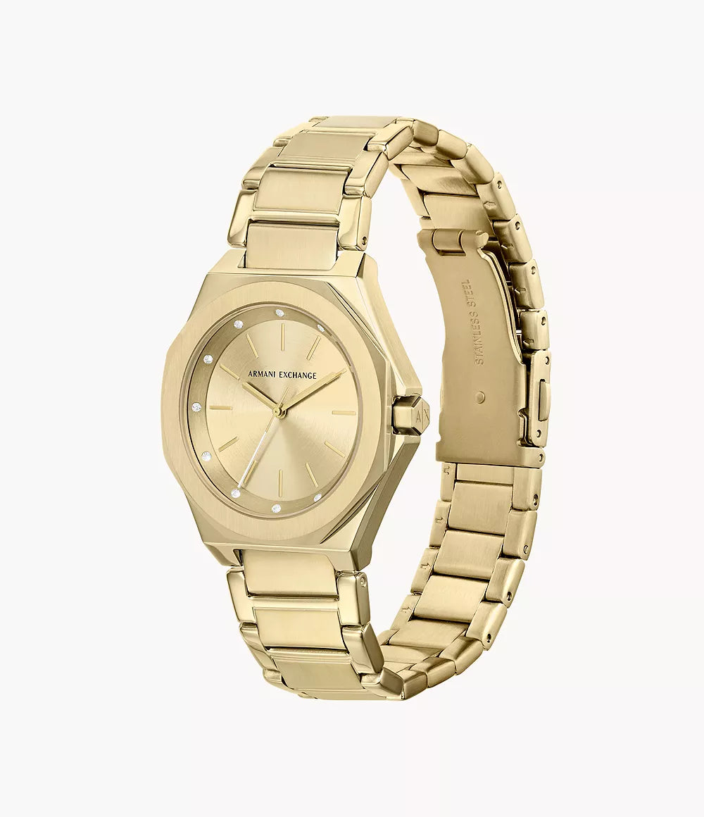 Armani Exchange Three-Hand Gold-Tone Stainless Steel Watch AX4608