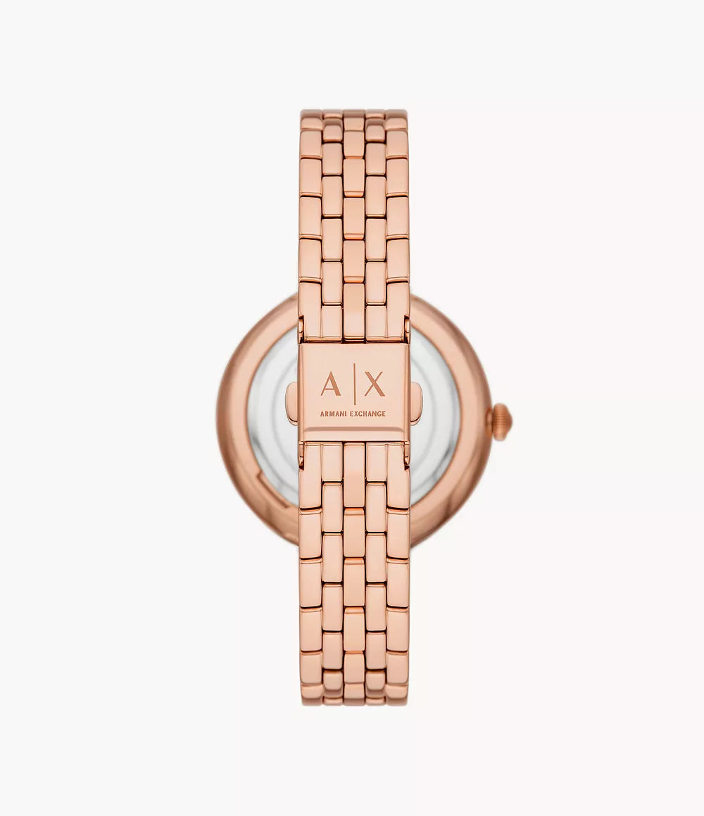 Armani Exchange Three-Hand Rose Gold-Tone Stainless Steel Watch AX5384