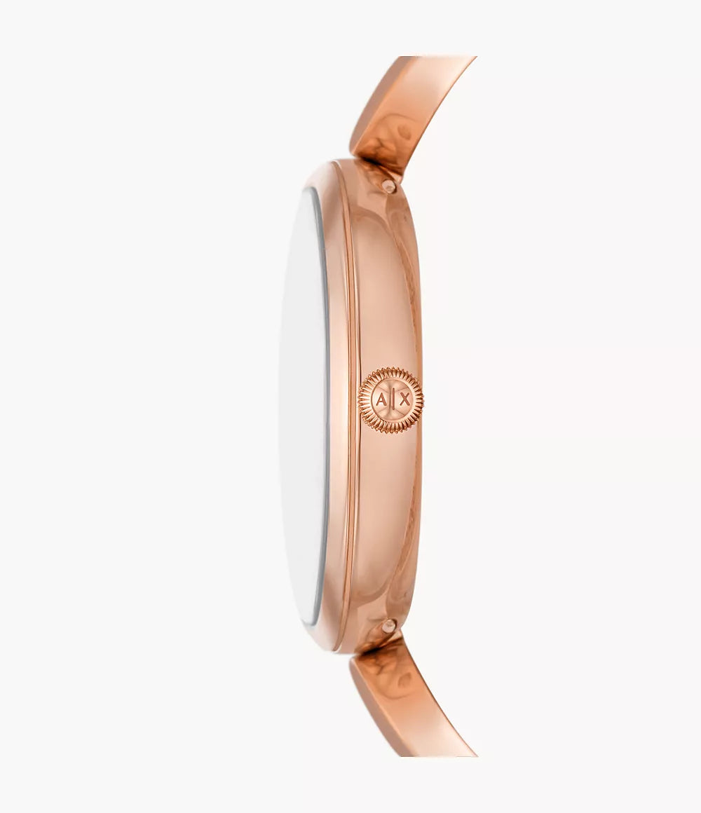 Armani Exchange Three-Hand Rose Gold-Tone Stainless Steel Watch AX5384