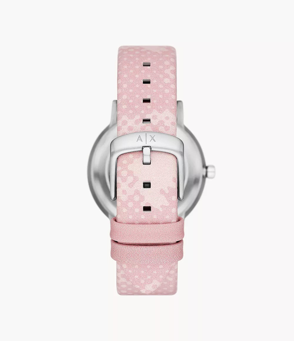 Armani Exchange Three-Hand Pink Leather Watch AX5590