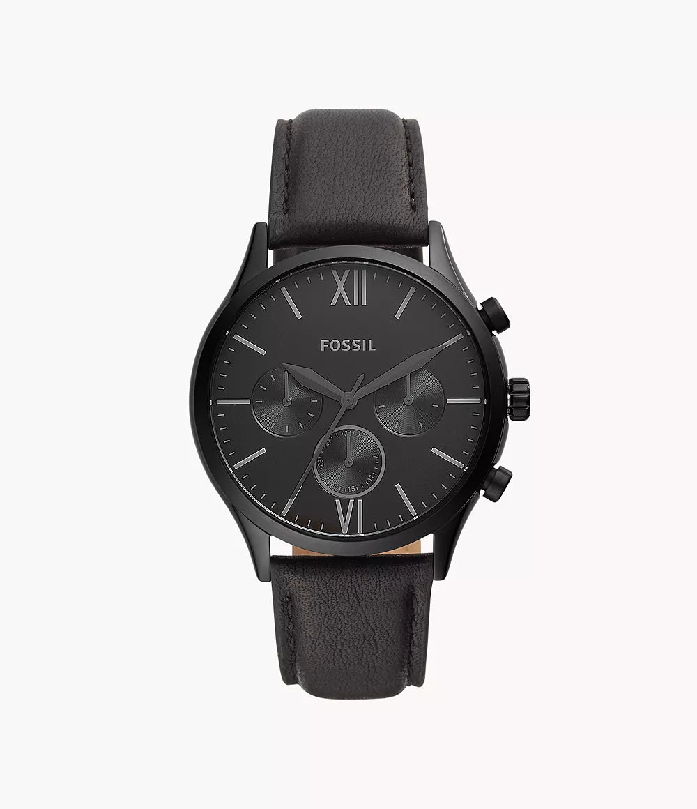 Fossil Fenmore Multifunction Black Leather Watch BQ2364