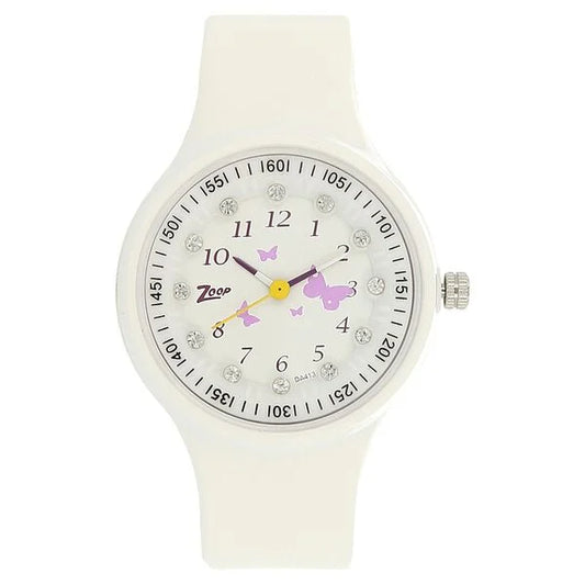 Zoop By Titan Quartz Analog White Dial PU Strap Watch for Kids nsc4038pp02w