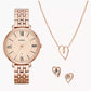 Jacqueline Three-Hand Date Rose Gold-Tone Stainless Steel Watch and Jewellery  ES5252SET