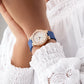 GUESS Ladies Blue Rose Gold Tone Analog Watch GW0844L3