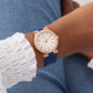 GUESS Ladies Blue Rose Gold Tone Analog Watch GW0844L3