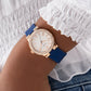 GUESS Ladies Blue Rose Gold Tone Analog Watch GW0844L3