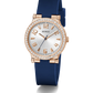 GUESS Ladies Blue Rose Gold Tone Analog Watch GW0844L3