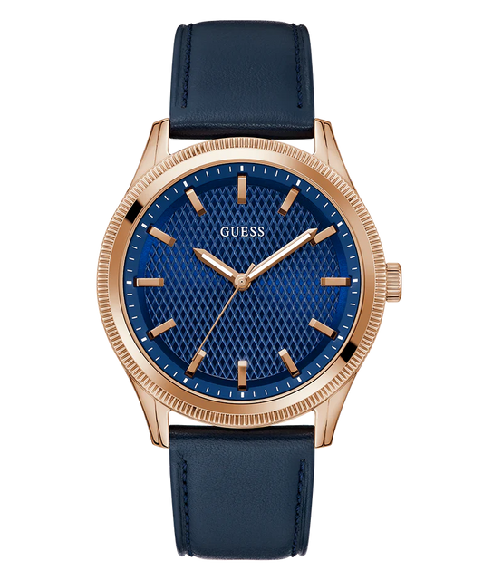 GUESS Mens Navy Rose Gold Tone Analog Watch GW0846G2