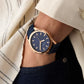 GUESS Mens Navy Rose Gold Tone Analog Watch GW0846G2