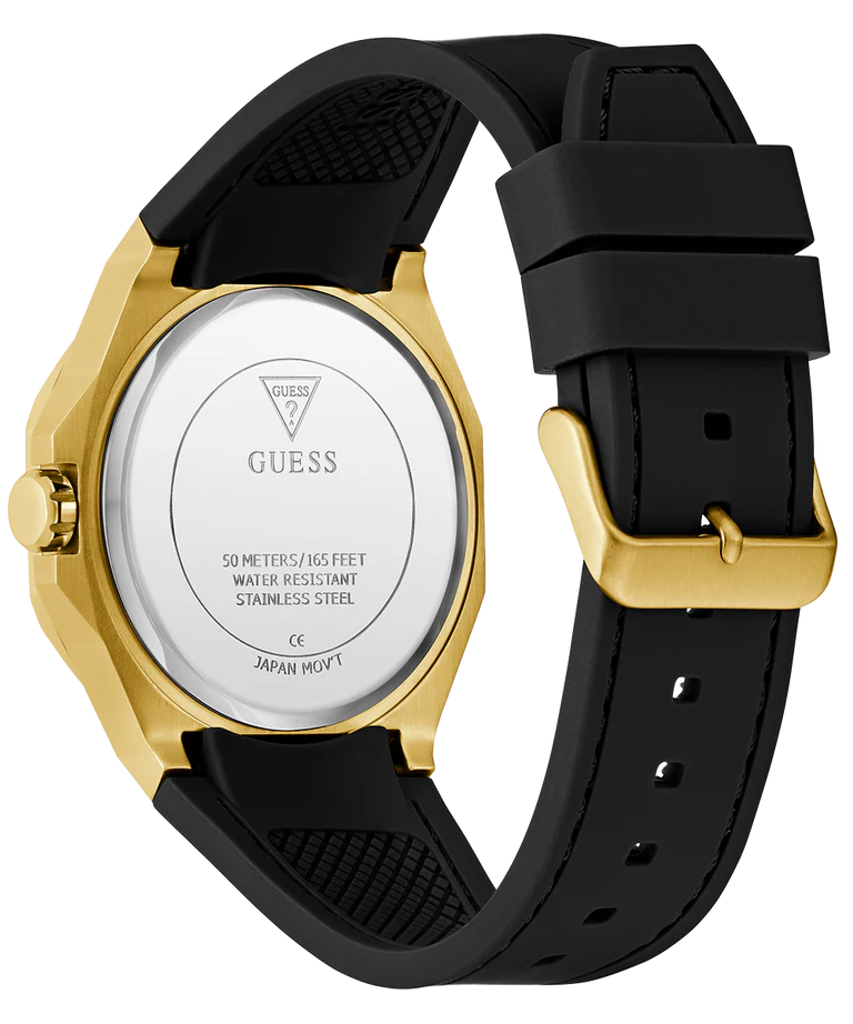 GUESS Mens Black Gold Tone Analog Watch GW0850G2