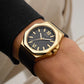 GUESS Mens Black Gold Tone Analog Watch GW0850G2