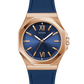 GUESS Mens Blue Rose Gold Tone Analog Watch GW0850G3