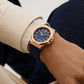 GUESS Mens Blue Rose Gold Tone Analog Watch GW0850G3