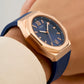 GUESS Mens Blue Rose Gold Tone Analog Watch GW0850G3