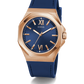 GUESS Mens Blue Rose Gold Tone Analog Watch GW0850G3