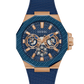 GUESS Mens Blue Rose Gold Tone Multi-function Watch GW0853G3