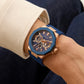 GUESS Mens Blue Rose Gold Tone Multi-function Watch GW0853G3