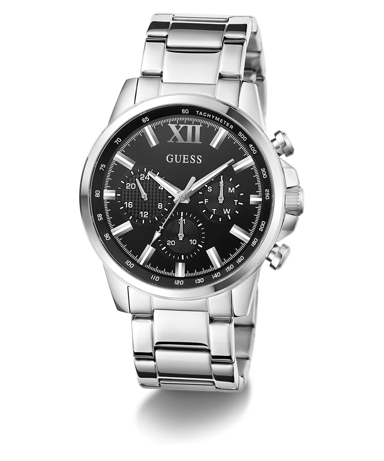 GUESS Mens Silver Tone Multi-function Watch 44 mm GW0900G1