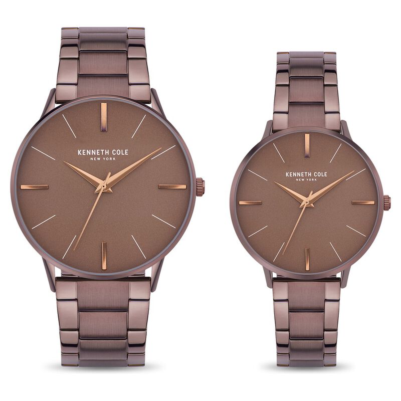 Kenneth Cole Quartz Analog Brown Dial Stainless Steel Strap Watch for Couple NEKCWGG2656201PAP / KCWGG2656201PA