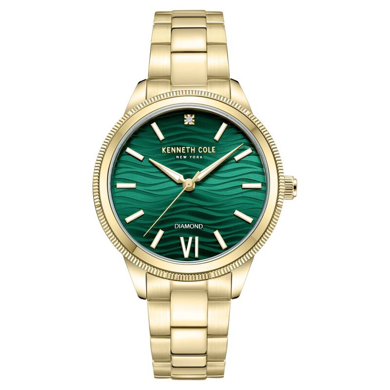 Kenneth Cole Quartz Analog Green dial Metal Strap Watch for Women KCWLG0017703LD