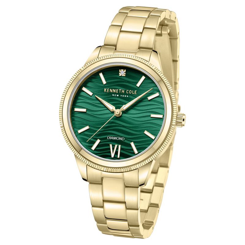 Kenneth Cole Quartz Analog Green dial Metal Strap Watch for Women KCWLG0017703LD