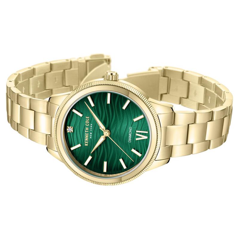 Kenneth Cole Quartz Analog Green dial Metal Strap Watch for Women KCWLG0017703LD