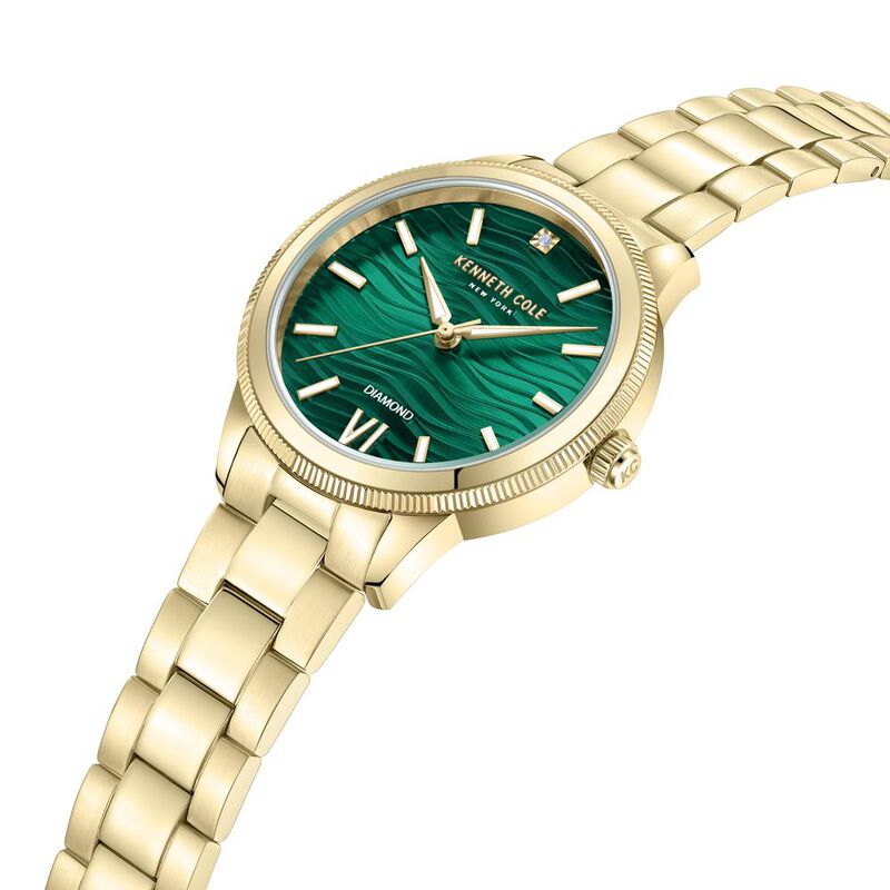 Kenneth Cole Quartz Analog Green dial Metal Strap Watch for Women KCWLG0017703LD