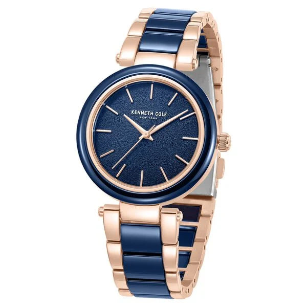 Kenneth Cole Quartz Analog Blue Dial Blue Stainless Steel & Ceramic Strap Watch For Women kcwlg0062701ld