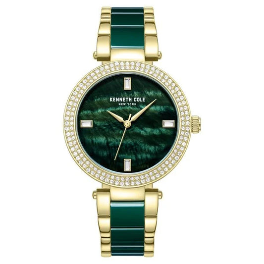 Kenneth Cole Quartz Analog Green Dial Green Stainless Steel & Ceramic Strap Watch For Women kcwlg0062903ld