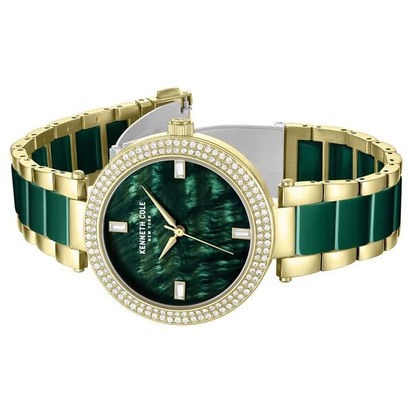 Kenneth Cole Quartz Analog Green Dial Green Stainless Steel & Ceramic Strap Watch For Women kcwlg0062903ld