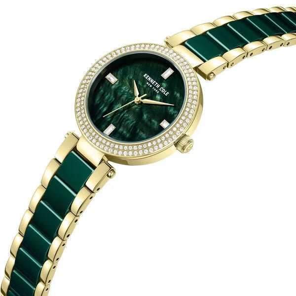 Kenneth Cole Quartz Analog Green Dial Green Stainless Steel & Ceramic Strap Watch For Women kcwlg0062903ld